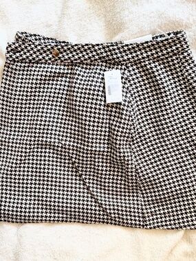 DL 1961 Andi Wrap Miniskirt in Houndstooth, Size 31, 100% Cotton, NWT